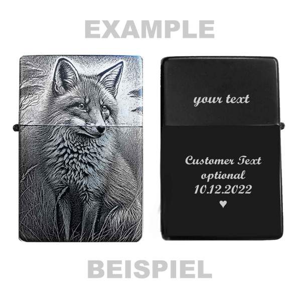 Fuchs Feuerzeug mit Gravur Tierbild Geschenkidee personalisiert Krafttier