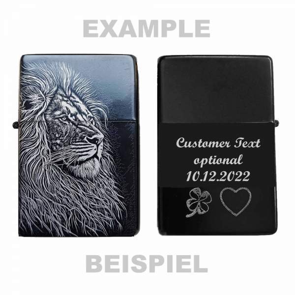 Lion Lion Lighter Lineart opcjonalnie spersonalizowany za pomocą grawerowanego tekstu na odwrocie