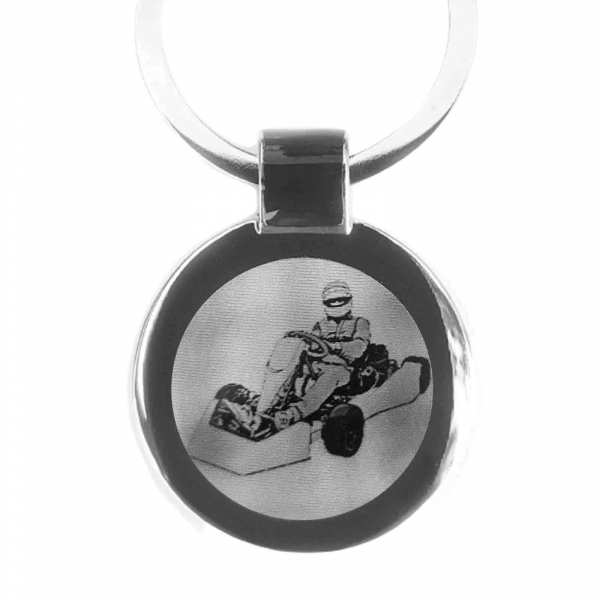 Kartfahrer Schlüsselanhänger mit Gravur