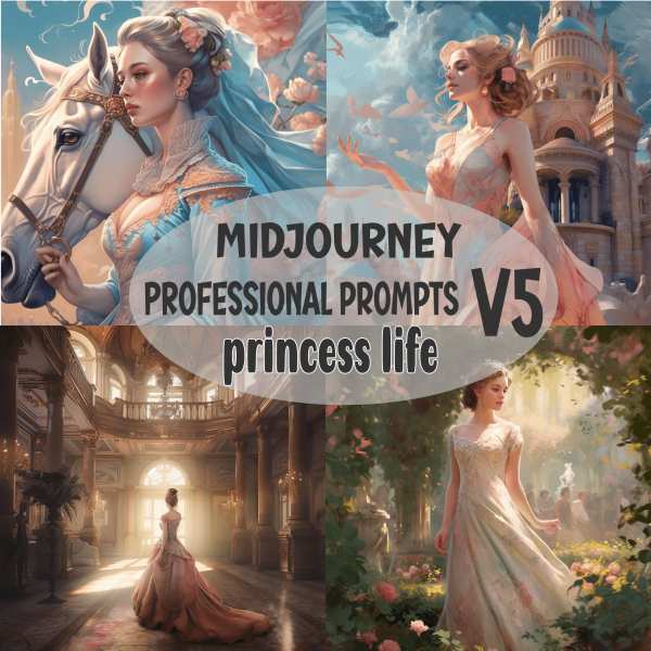 Midjourney Prompt, Prinzessin im Märchen - professionelle KI Kunst, Sofort-Download