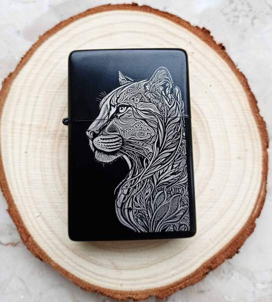 Puma Wildcat Lighter Lineart optionally personalized with your engraved text on the back
