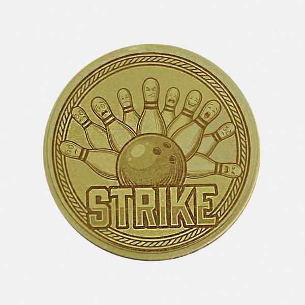 Personalisierte Bowling Münze & Glücksbringer | Gravur mit Name & Verein | Messing