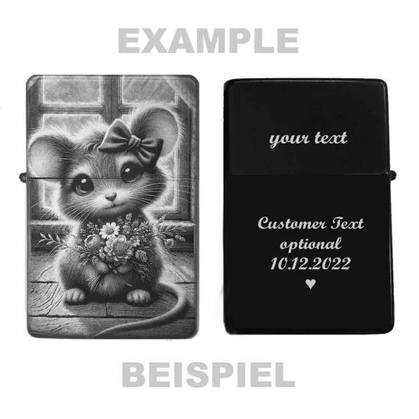 Feuerzeug Blumen-Maus Dankeschön – personalisierbar