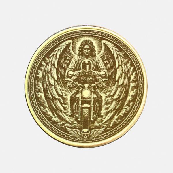 Messing-Münze Schutzengel für Motorradfahrer – personalisierbar