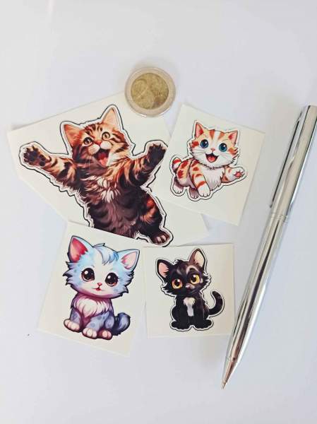 Hochwertige Katzen Sticker - 15 große schöne Folien-Aufkleber selbstklebend