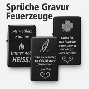 Feuerzeuge mit gravierten Sprüchen