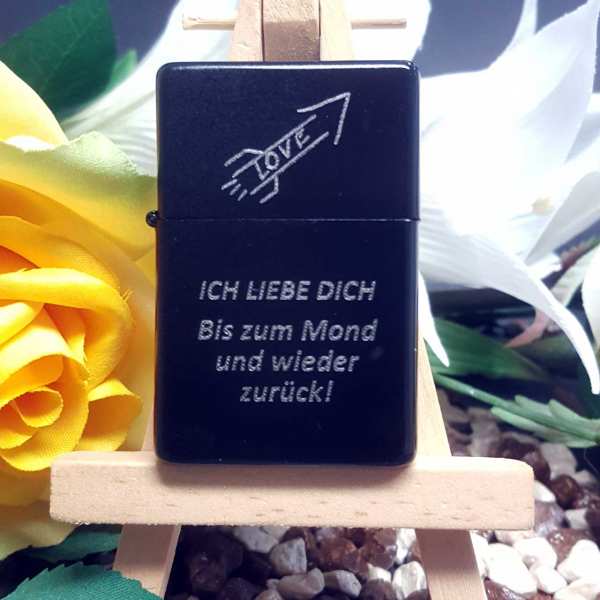 Gravur Feuerzeug Bis zum Mond - Sprüche und Redensarten