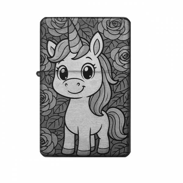Sturmfeuerzeug "Unicorn mit rosen" – personalisierbar