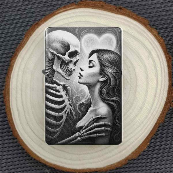 Schädel-Liebespaar Feuerzeug Skull optional personalisiert