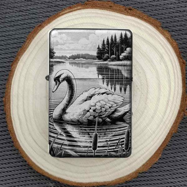 Feuerzeug Schwan am See – personalisierbar
