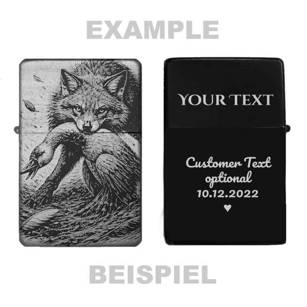 Fuchs Feuerzeug Gans gestohlen personalisierte Gravur