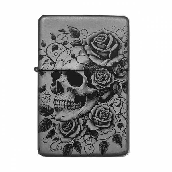 Totenkopf mit Rosen Feuerzeug