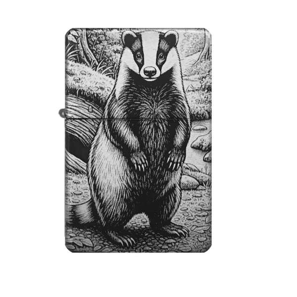 Dachs Feuerzeug mit Gravur Waldtier Motiv optional personalisiert