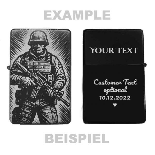 Feuerzeug Soldat Silhouette – personalisierbar