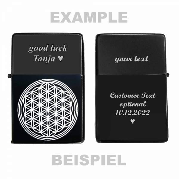 Flower of life lighter with your own text engraving personalized gift