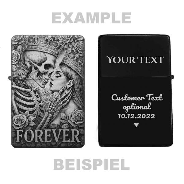 Königs Paar Feuerzeug Skull Forever optional personalisiert