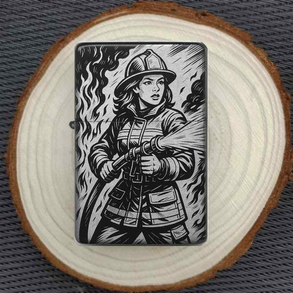 Feuerzeug Feuerwehrfrau – personalisierbar