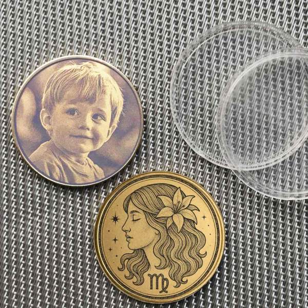 Personalisierte Sternzeichen Münze "Jungfrau" | Gravur mit Text, Foto oder Design