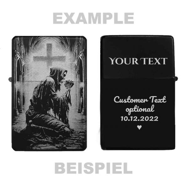 Totenkopf & Kreuz Feuerzeug personalisierbar