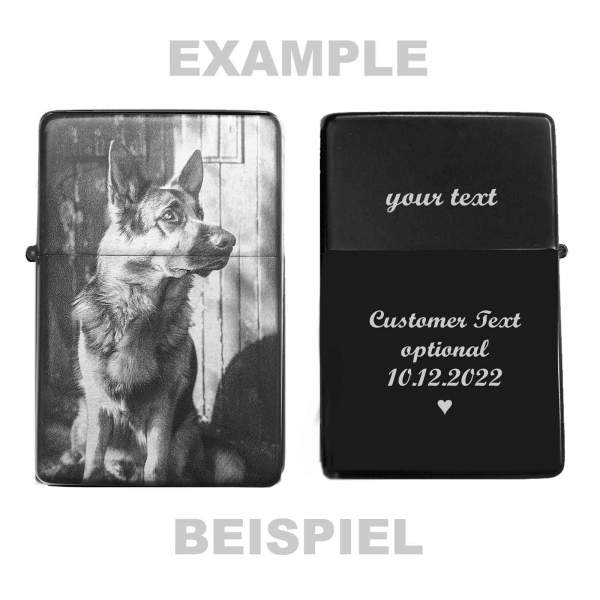 Personalized dog photo lighter all over & optional engraving on the back