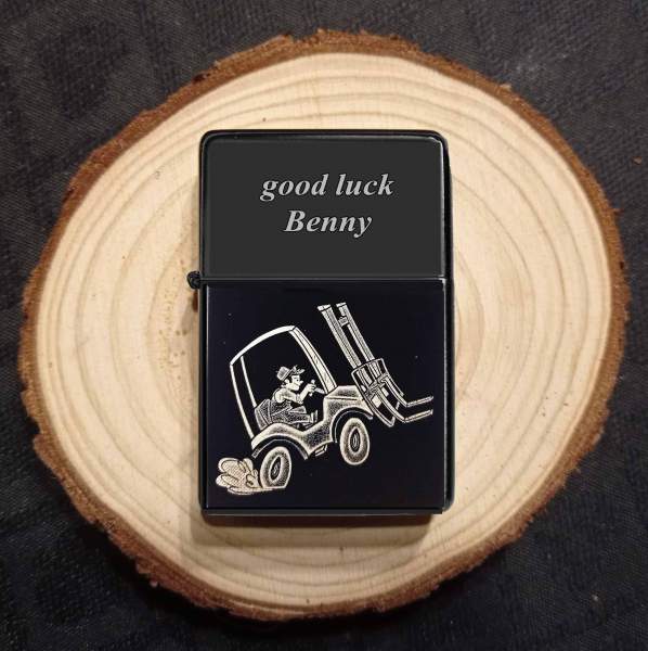 Briquet pour conducteur de chariot élévateur et gravure de texte propre