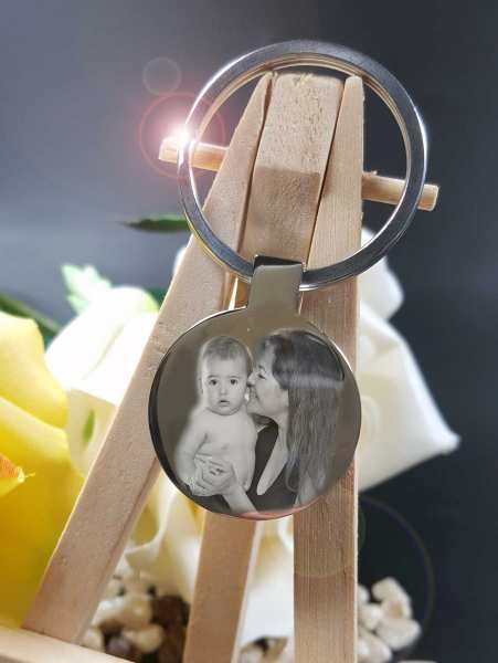 Fotogravur Schlüsselanhänger personalisiert Rund