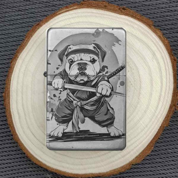 Feuerzeug Ninja Französische BullDogge – personalisierbar
