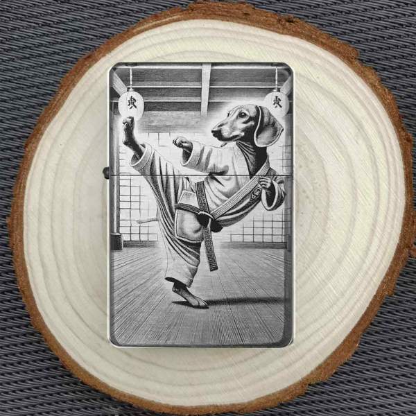 Feuerzeug Karate-Dackel – personalisierbar Fun Feuerzeug