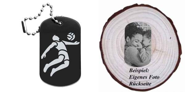Volleyball Schlüsselanhänger personalisierbar - Dogtag auch mit QR Code oder Foto