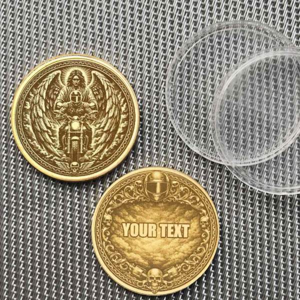 Schutzengel Motorradfahrer Münze – personalisierte Gravur