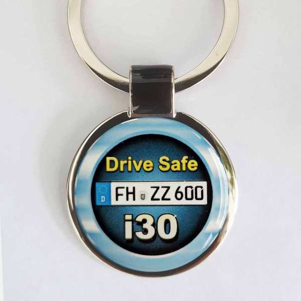 Hyundai i30 Drive Safe Schlüsselanhänger personalisiert & Kennzeichen & Gravur