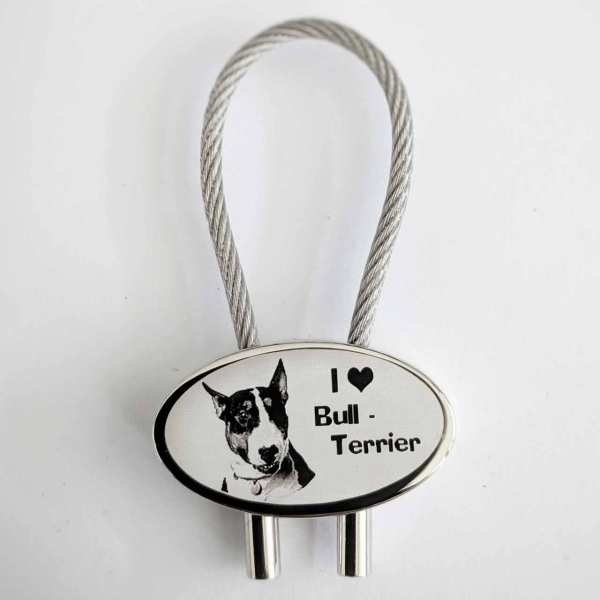 Bull Terrier Gravur Schlüsselanhänger personalisiert - original Fotogravur