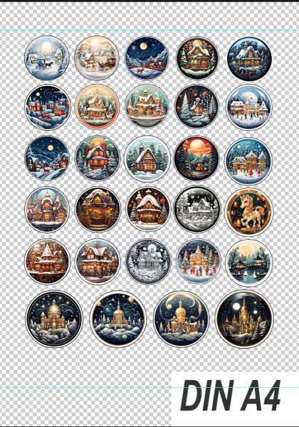 Schneekugel-Designs Winterlandschaft 29 dekorative Weihnahtssticker selbstklebend
