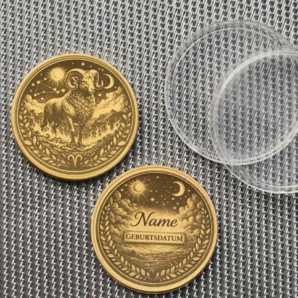 Personalisierte Sternzeichen Münze "Widder" | Widder & Sterne | Messing