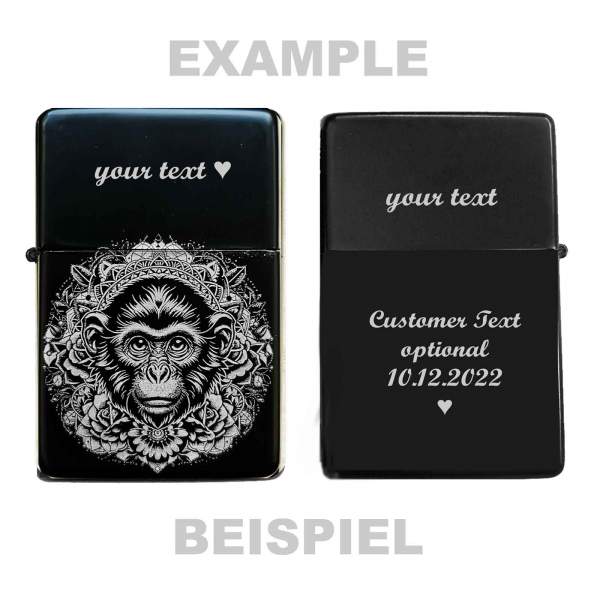 Affe Feuerzeug mit Gravur Tattoo Affenkopf personalisiertes Geschenk