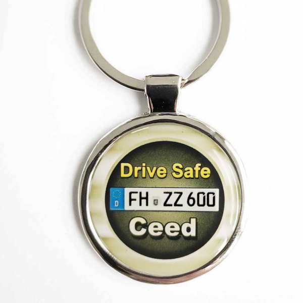 Kia Ceed Drive Safe Schlüsselanhänger personalisiert & Kennzeichen & Gravur