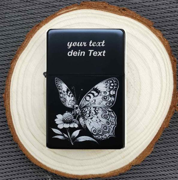 Schmetterling Feuerzeug mit Gravur butterfly Illustration personalisiertes Geschenk
