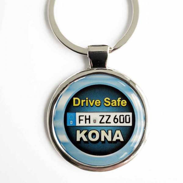 Hyundai Kona Drive Safe Schlüsselanhänger personalisiert & Kennzeichen & Gravur