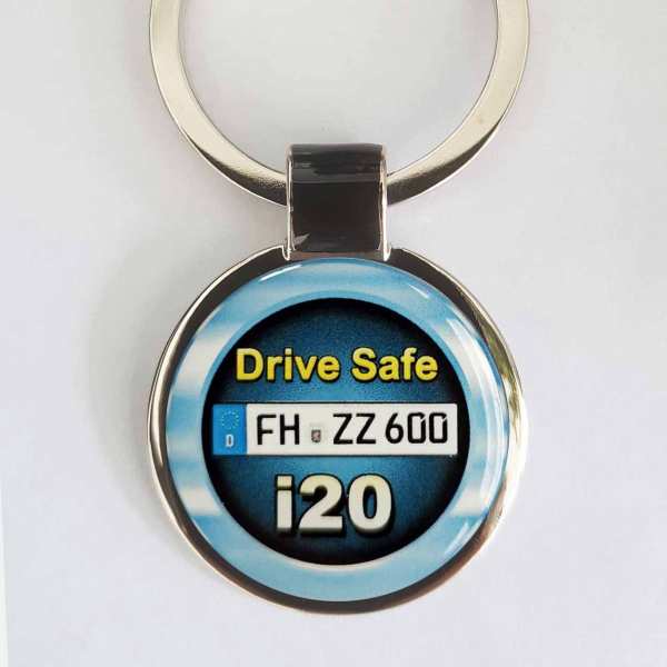 Hyundai i20 Drive Safe Schlüsselanhänger personalisiert & Kennzeichen & Gravur