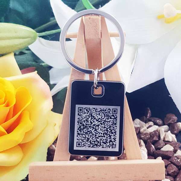 QR code Gravur Schlüsselanhänger personalisiert - original Fotogravur