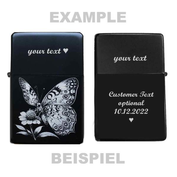Schmetterling Feuerzeug mit Gravur butterfly Illustration personalisiertes Geschenk