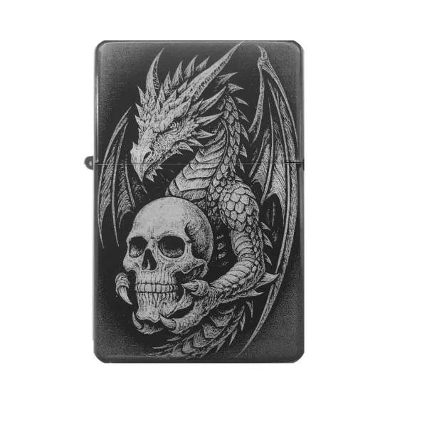 Drachen mit Schädel Feuerzeug mit Gravur | optional personalisiert | Shop-Fotogravur.de