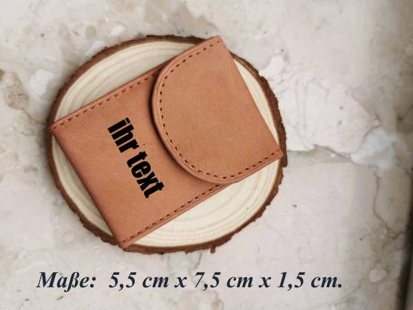 Mini Geldbörse mit Gravur Leder personalisiert Tillberg Geldscheine Münzfach