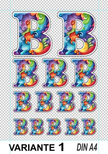 Buchstabe B Wellenmuster Sticker - 14 hochwertige Aufkleber für Handy Kalender Sammelalbum