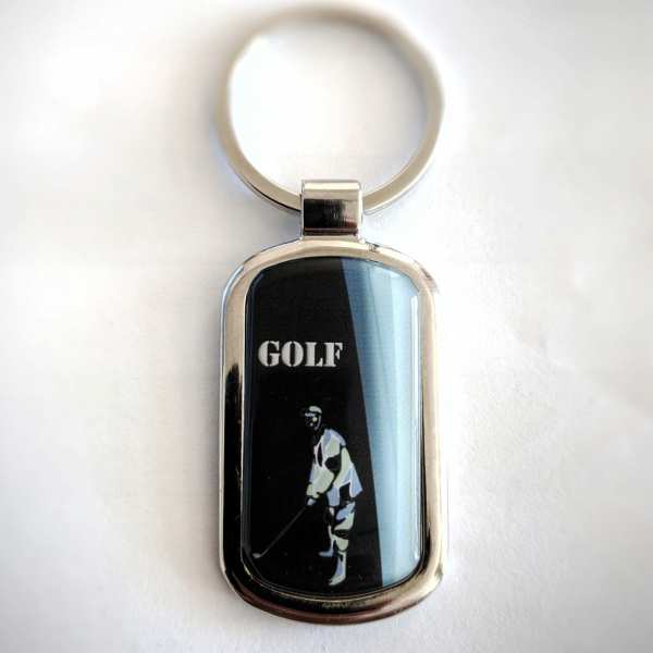 Golfer Golfspieler Schlüsselanhänger personalisiert mit Textgravur