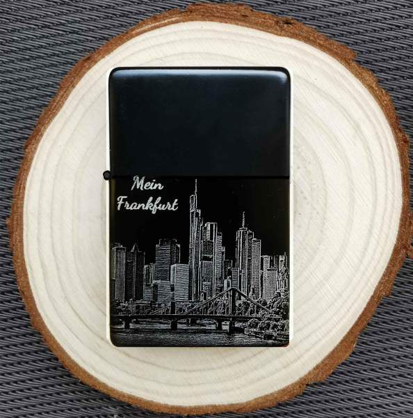 Mein Frankfurt Feuerzeug mit Gravur Skyline personalisiertes Geschenk Souvenir