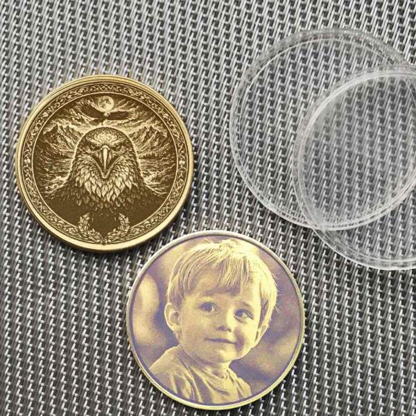 Krafttier Adler Münze personalisiert Glücksbringer Talisman