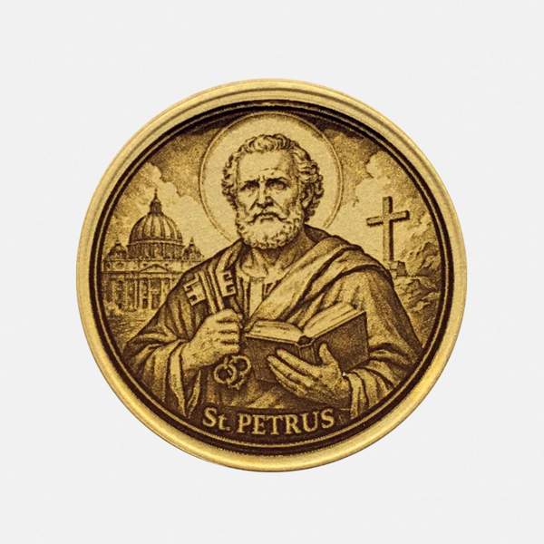 Personalisierte Messing-Münze – St. Petrus Motiv – Gravur optional (Text oder Foto/Logo)