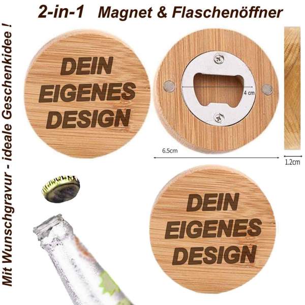 Infografik des personalisierbaren Flaschenöffners zum Selbstgestalten mit eigenem Logo oder Design.