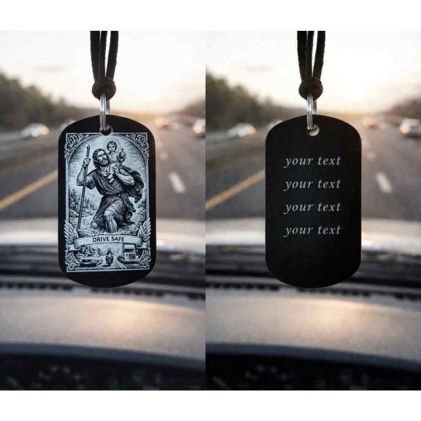 Christophorus Rückspiegel Anhänger personalisiert | Schutzpatron Auto